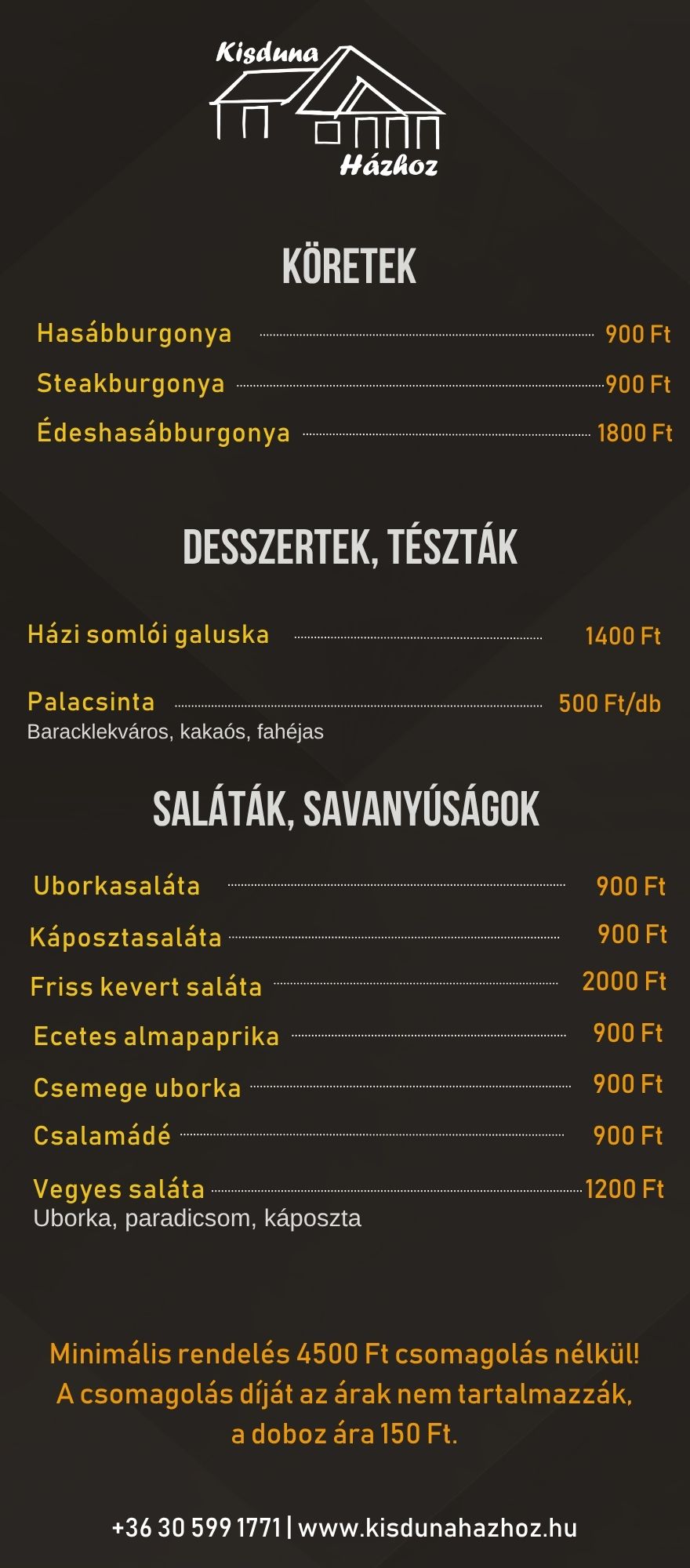 Kisduna Házhoz étlap mobil 2026