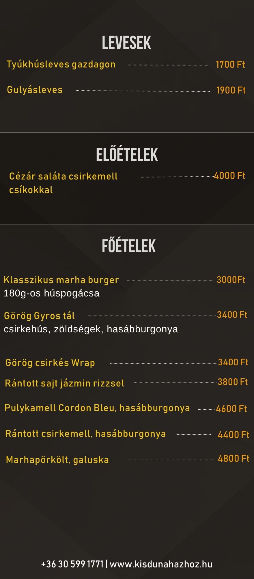Kisduna Házhoz étlap mobil 2026